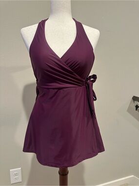 Reimagined by JCrew: Plum Wrap-Front Women’s Swimdress